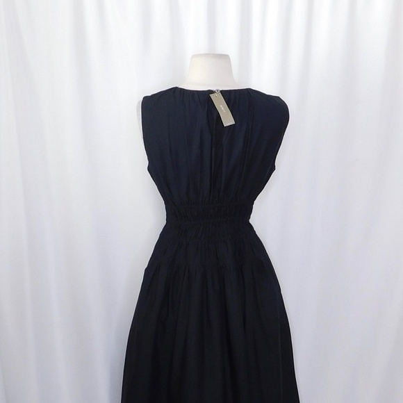 NWT!! J. CREW Hyacinth Dress Smocked Cotton Poplin Black Midi Pockets Poplin XSP - Picture 10 of 16